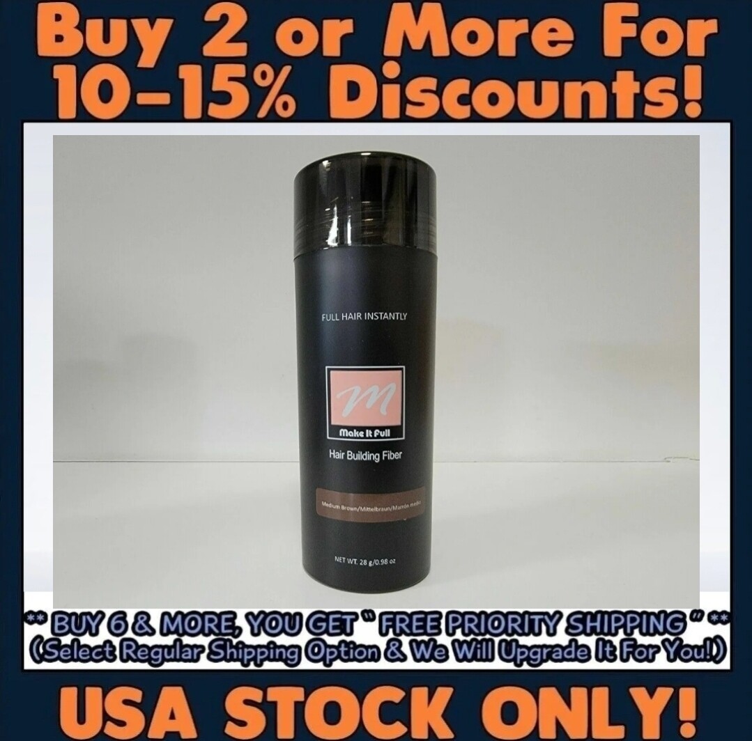 MakeitFull Hair Building Fibers Black Dark Medium Light Brown Compared