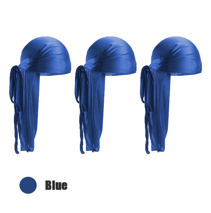 3 Pack Silky Satin Durag Unisex Wave Cap Hat Doo Rag Biker Smooth Head Wrap