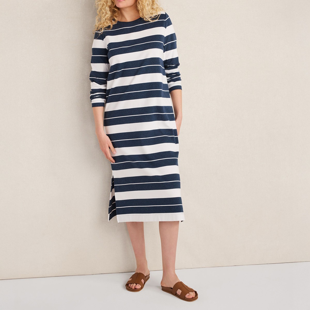 NWT Haven Well Within 2026 Organic Cotton Interlock Stripe Midi Dress, XXS-XXL