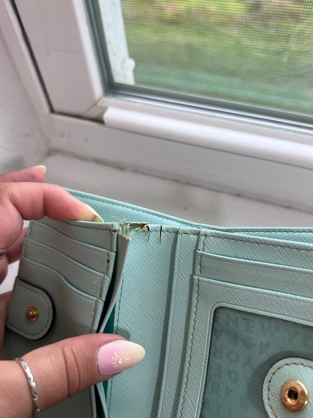 Kate Spade New York Cross Grain Bi-Fold Snap Close Wallet in Mint Green