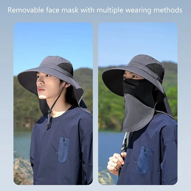 Wide Brim Sun Hat UV Protection Bucket Cap For Hiking Camping Fishing Safari Men