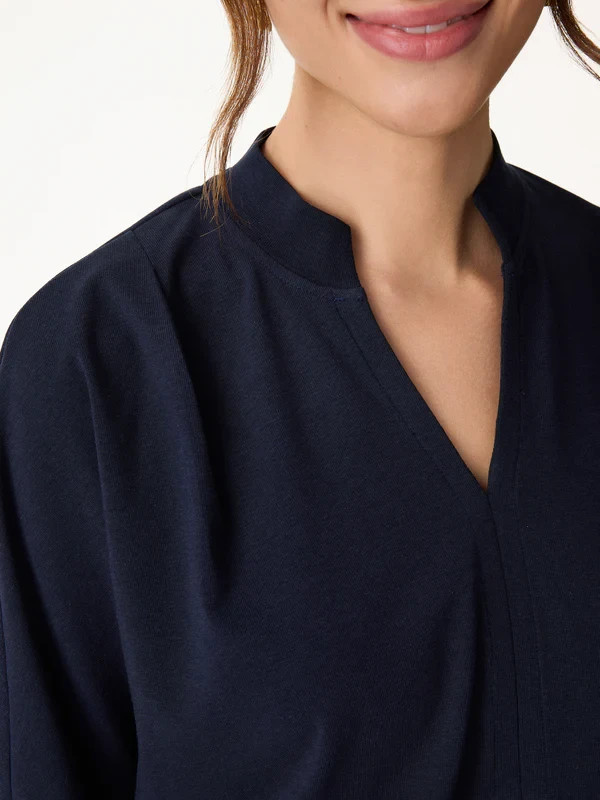 SALE! OGL MOVE Stand Collar V Neck Short Sleeve Top Casual Women No Import Fee