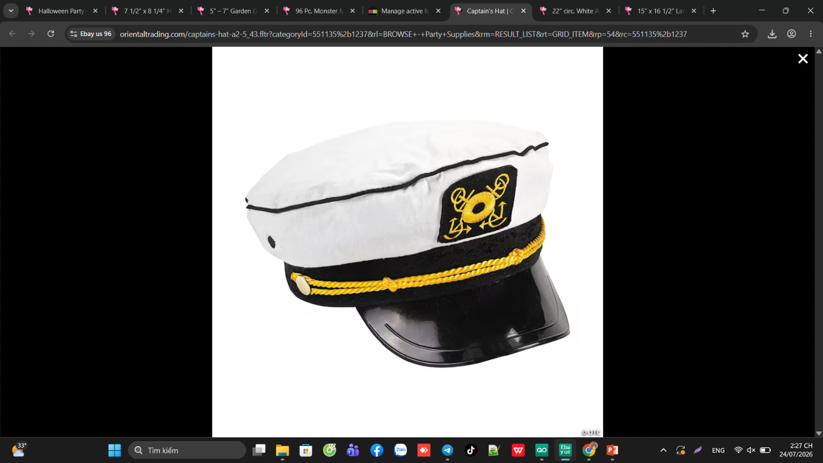 Captain Hat Adult Nautical Sailor Costume Accessory Free Ship US