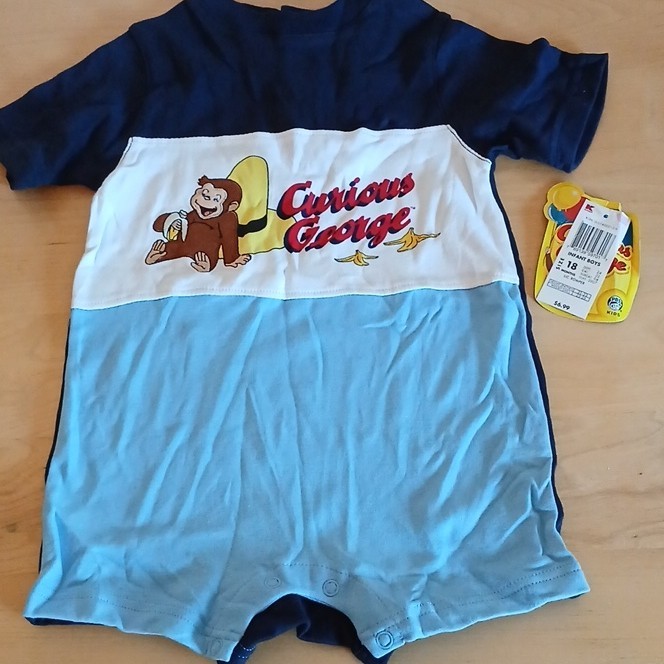 Curious George Boys 18M Cotton Short Sleeve Romper Snaps ~ NWT