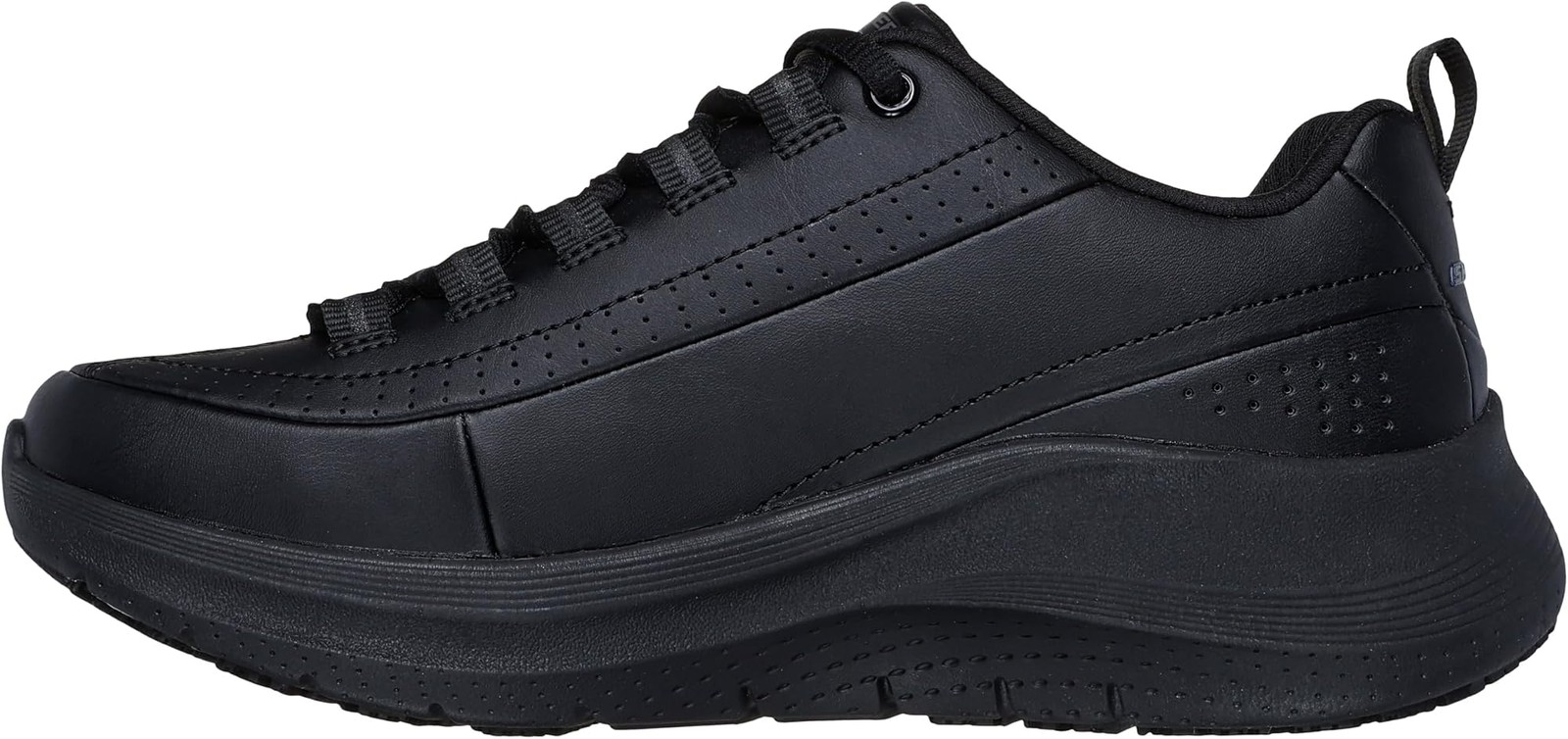 Skechers Womens Arch-fit 2.0 Slip Resitant Black Leather – Black – 6