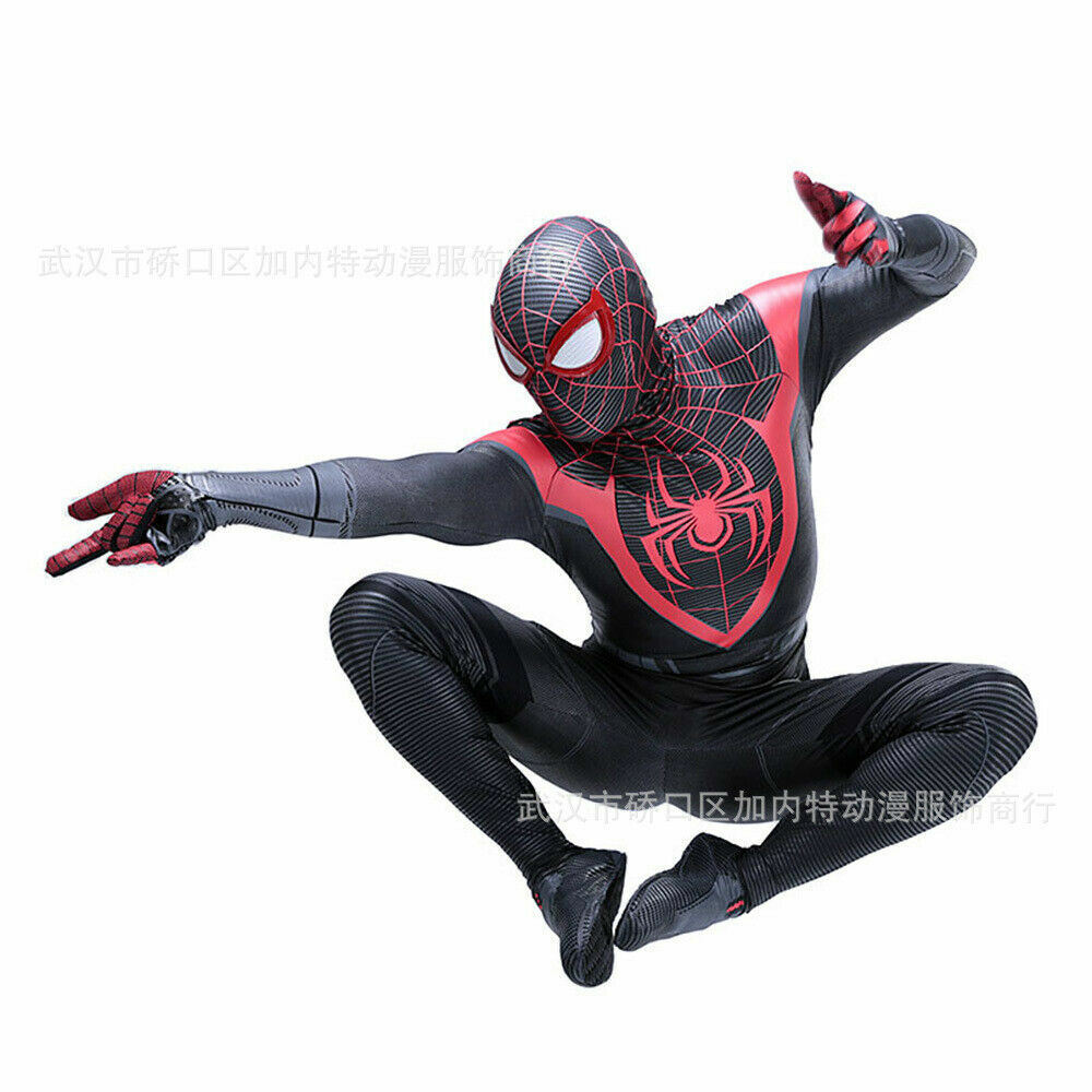 2021 Miles Morales Spiderman Jumpsuit Spider-Man Cosplay Costume Halloween Props