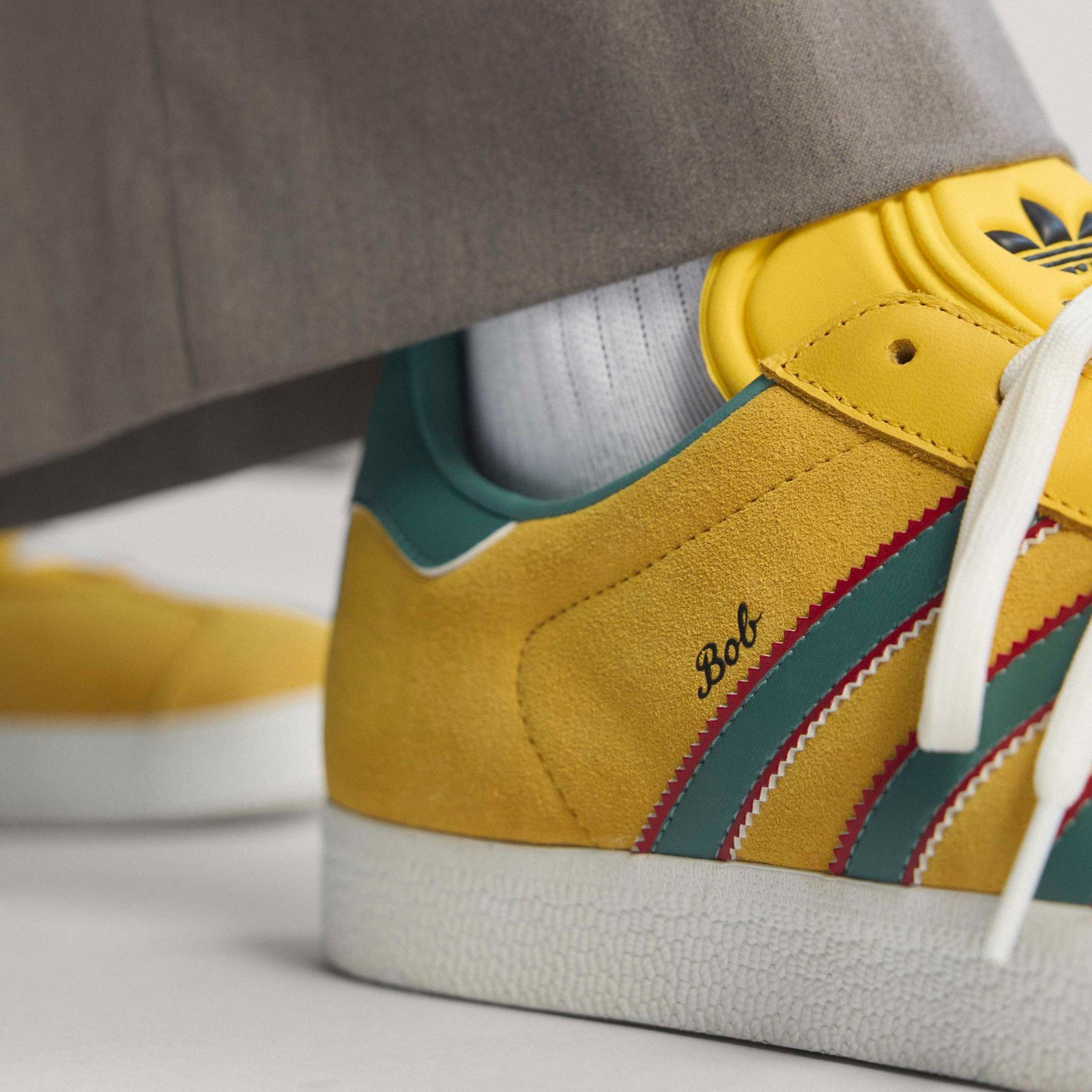 Adidas Men’s Gazelle Jamaica x Bob Marley Shoes Bold Gold/None/Pure Ruby KJ3532