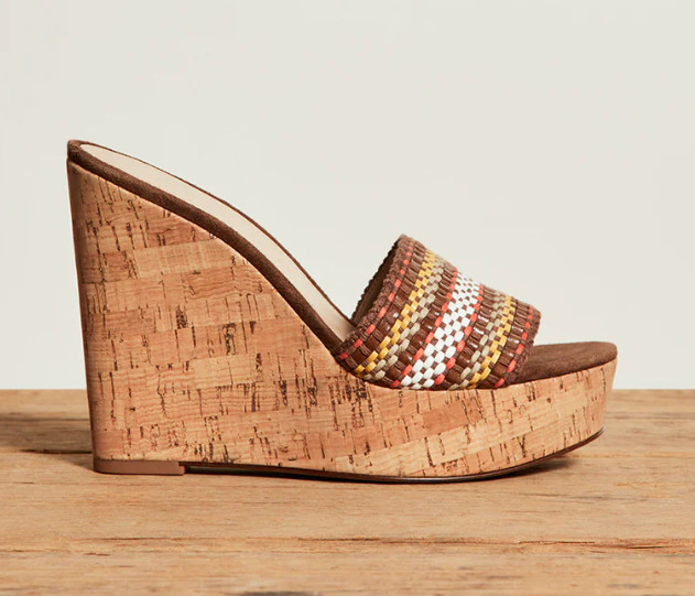 Veronica Beard DALI WOVEN WEDGE SANDAL Brown Multi Size Varies