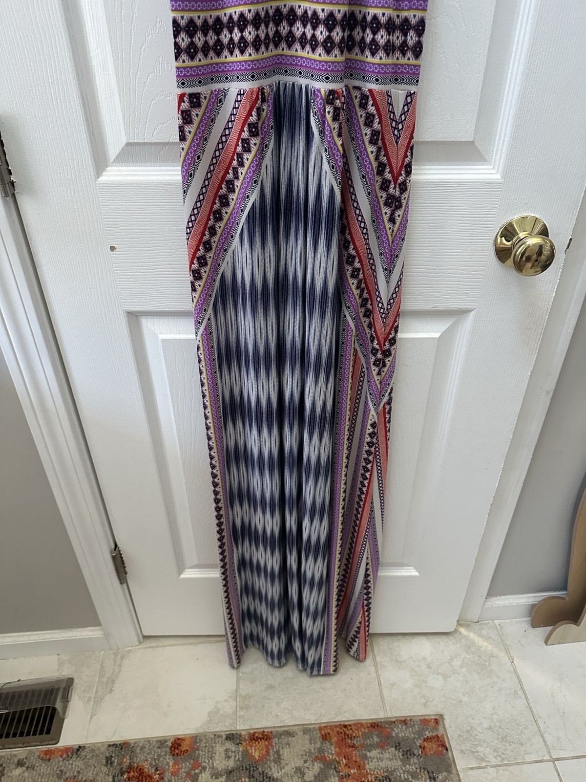 London Times Women’s Size 8 Multicolor Geometric Halter Sleeveless Maxi Dress