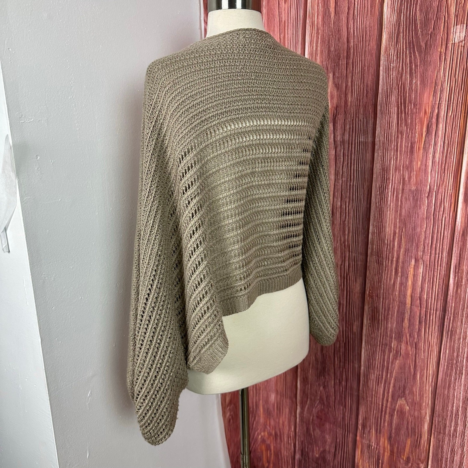 by Anthropologie Shrug Crop Cardigan Open Knit Tan Womens One Size