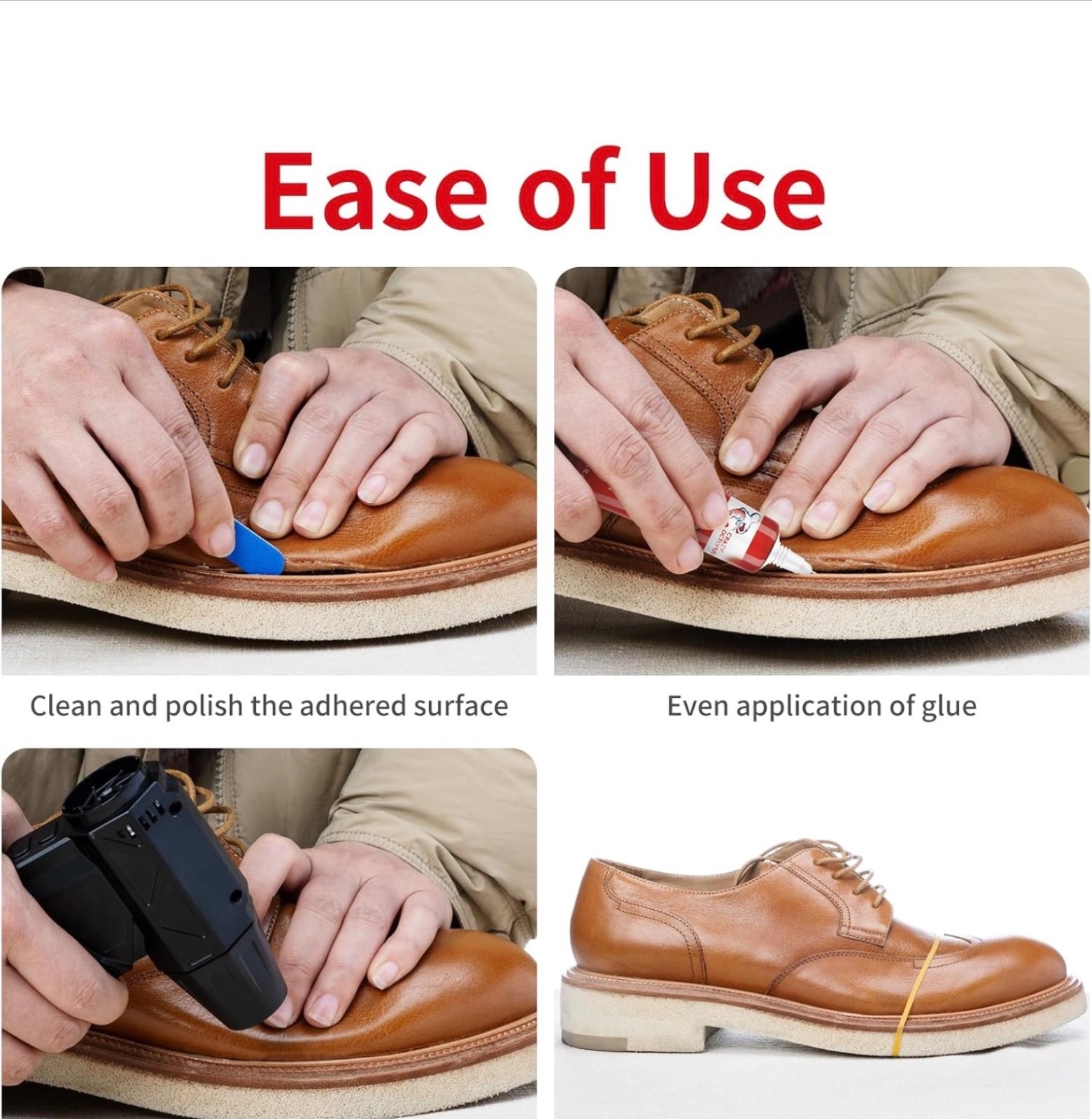 Shoe Glue, Strong Clear Shoe Repair Glue for Sneakers, Boots, Handbags, Soles, H