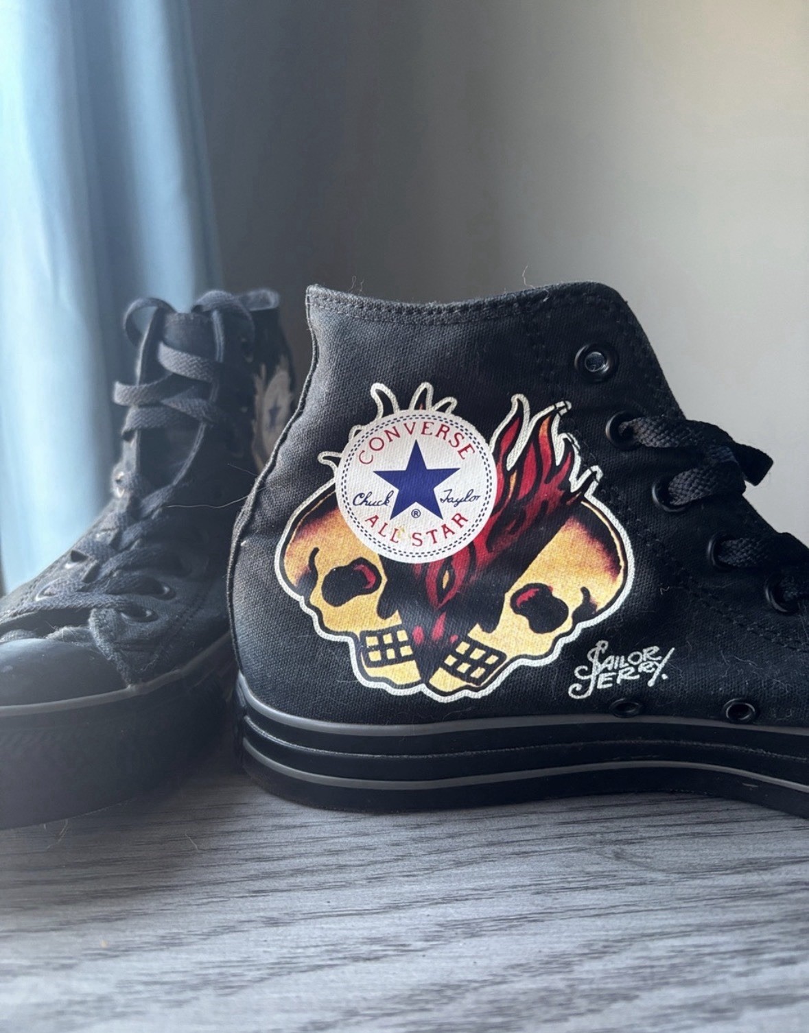 Converse Chuck Taylor All Star Sailor Jerry Black High Top Skull Canvas