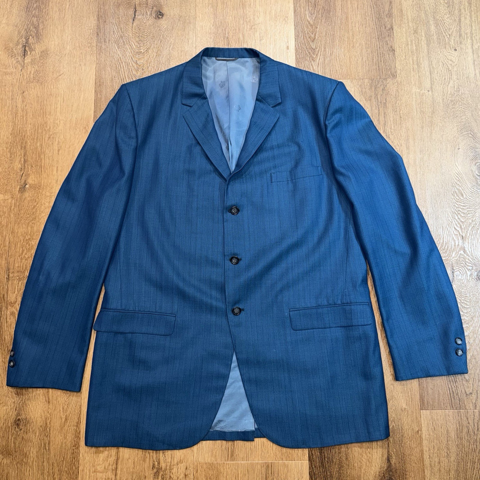 Vtg 50s 60 Sears Suit Mens 46 Long Jacket 40 28 Pants Kings Crown MCM Wool Blue