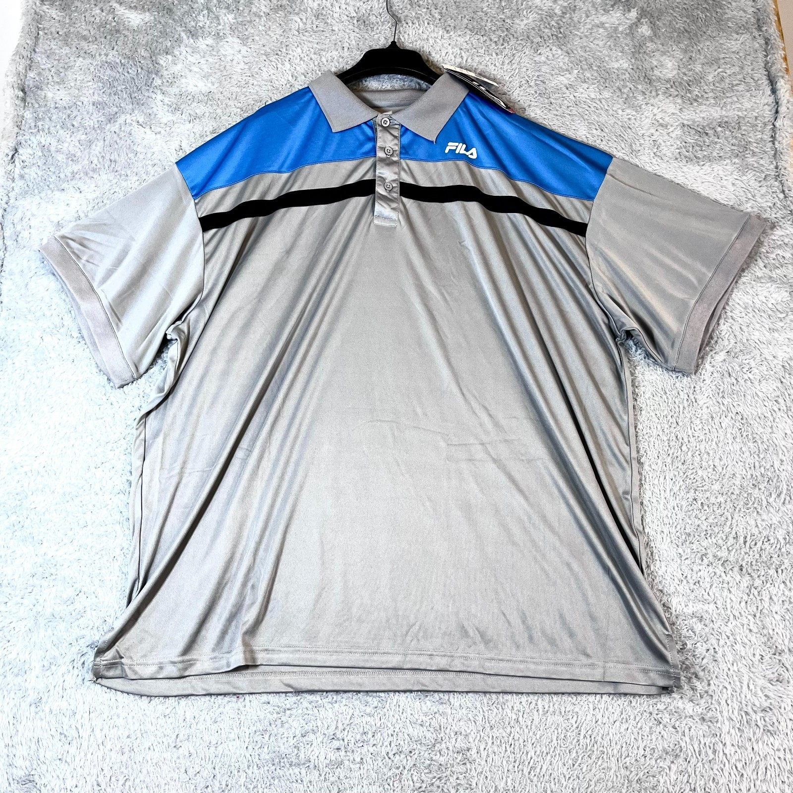 Fila Big & Tall Men’s Gray/Blue/Black Classic Short Sleeve Polo Shirt Size 4X