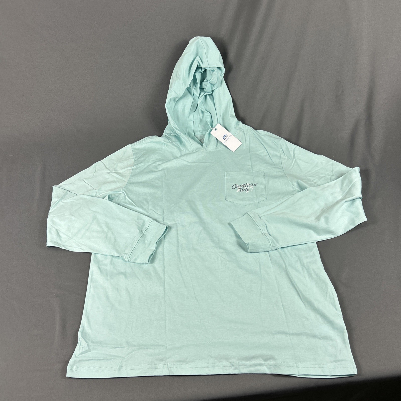 Southern Tide Golf Hoodie Pullover Graphic Print Large Wake Blue Cotton MSRP $99