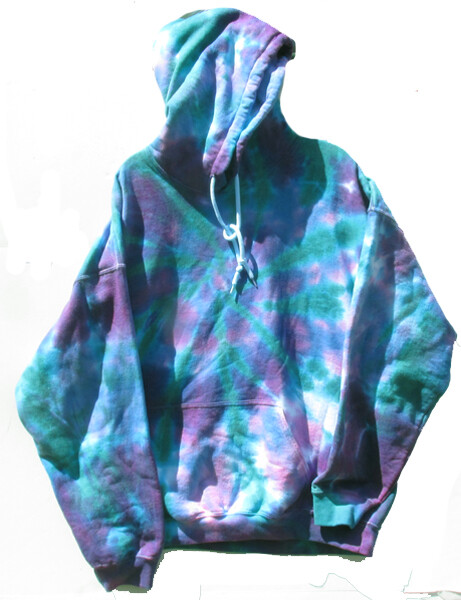AT COST Lot of 20 PURPLE BLUE and GREEN Hand dye TIE DYE HOODY All SIZE SMALL