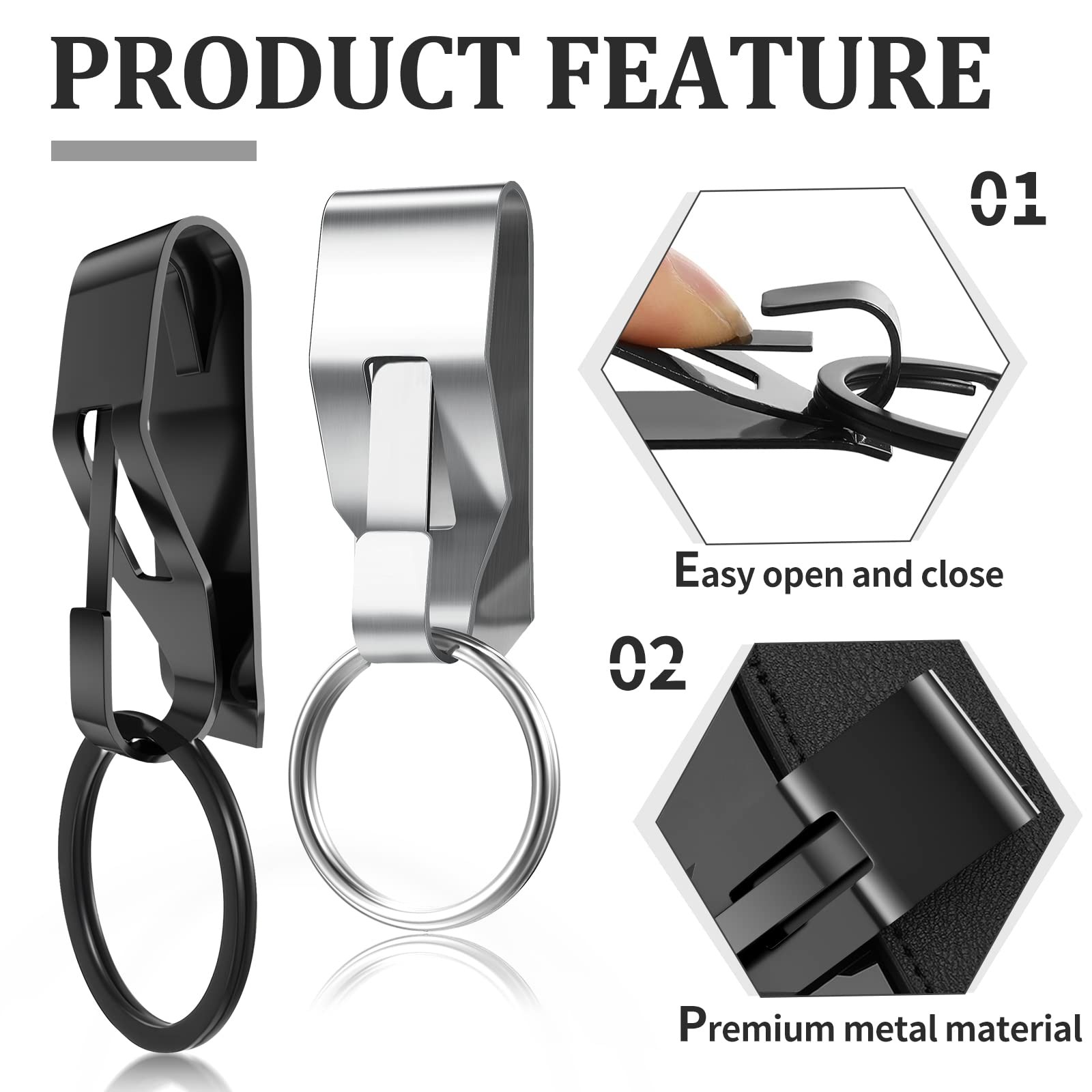 Moxweyeni 4 Pieces Belt Key Clip Holder as pictures shown, Black, Silver