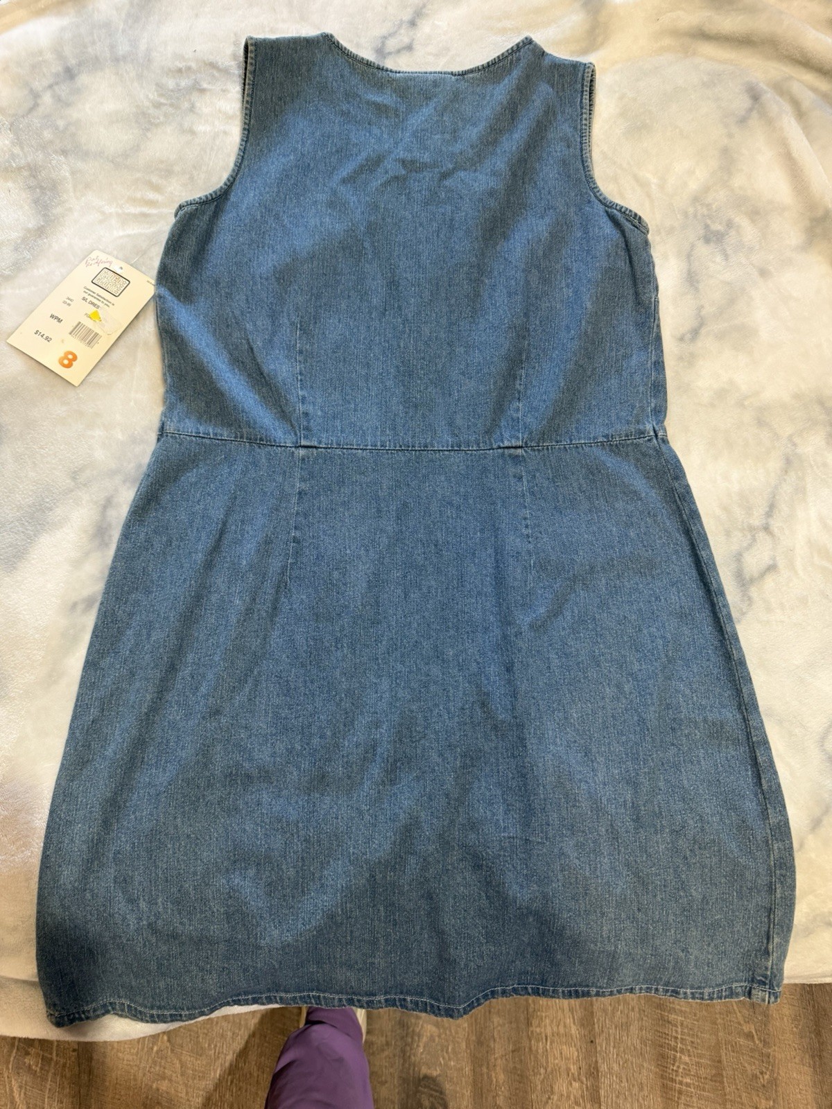 Vintage Y2K Faded Glory Blue Denim Shift Dress Size 8