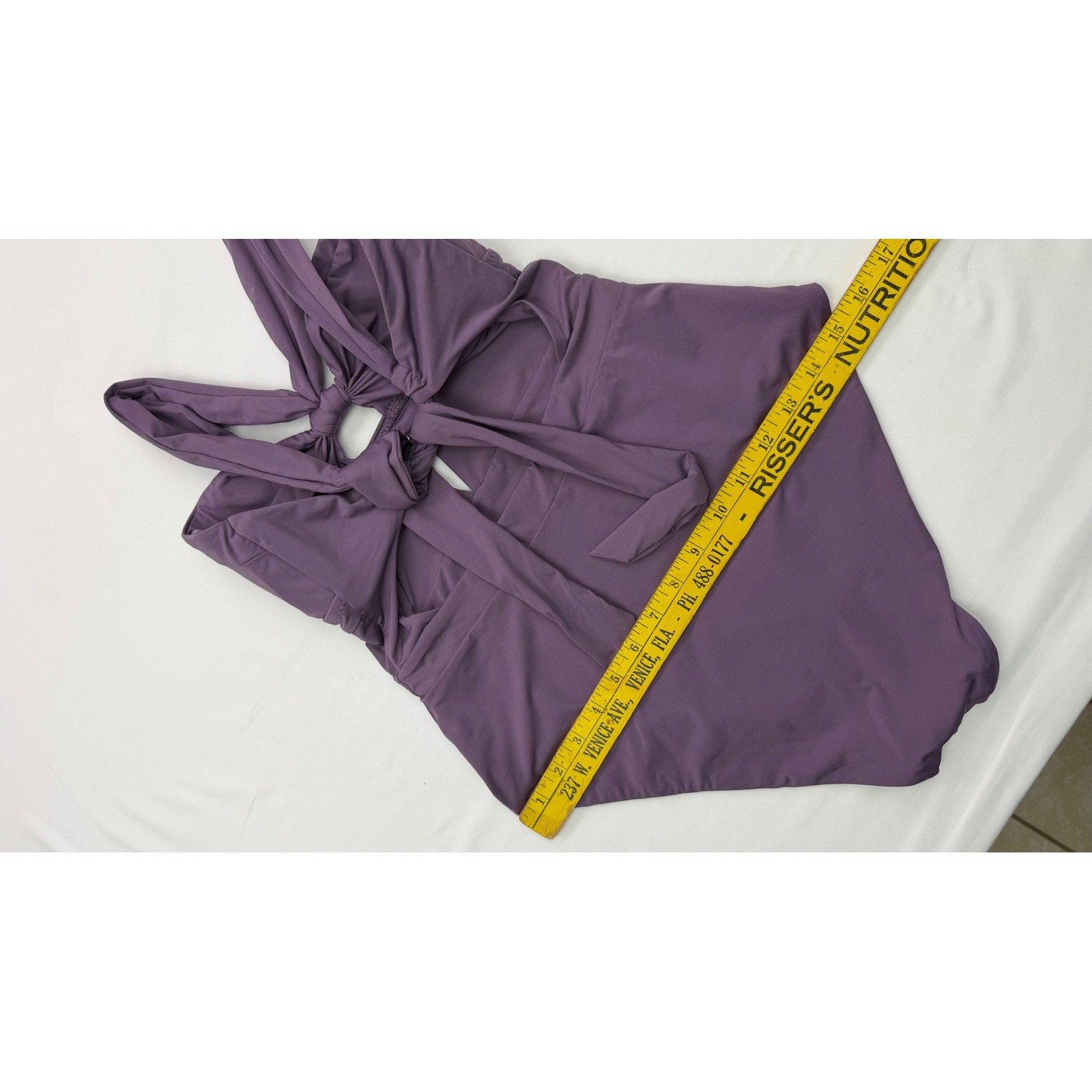 Becca by Rebecca Virtue Womens Purple Knotted Cutout One Piece Swimsuit Tie Back