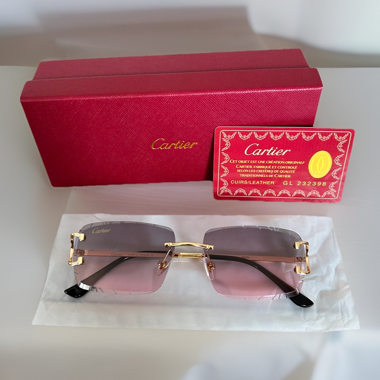 🇺🇸🔥USA Shipped Big C Diamond Cut Brown Lens Frameless & Gold Frame 🔥🇺🇸