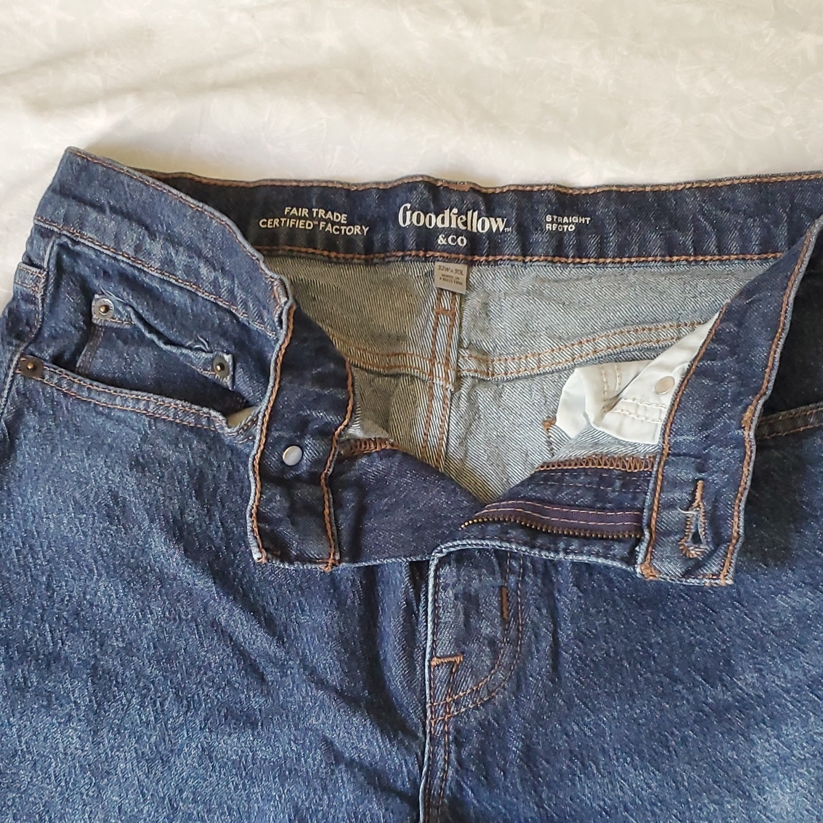 Goodfellow & Co Men’s Straight Fit Dark Wash Blue Denim Cotton 5-Pocket Jeans