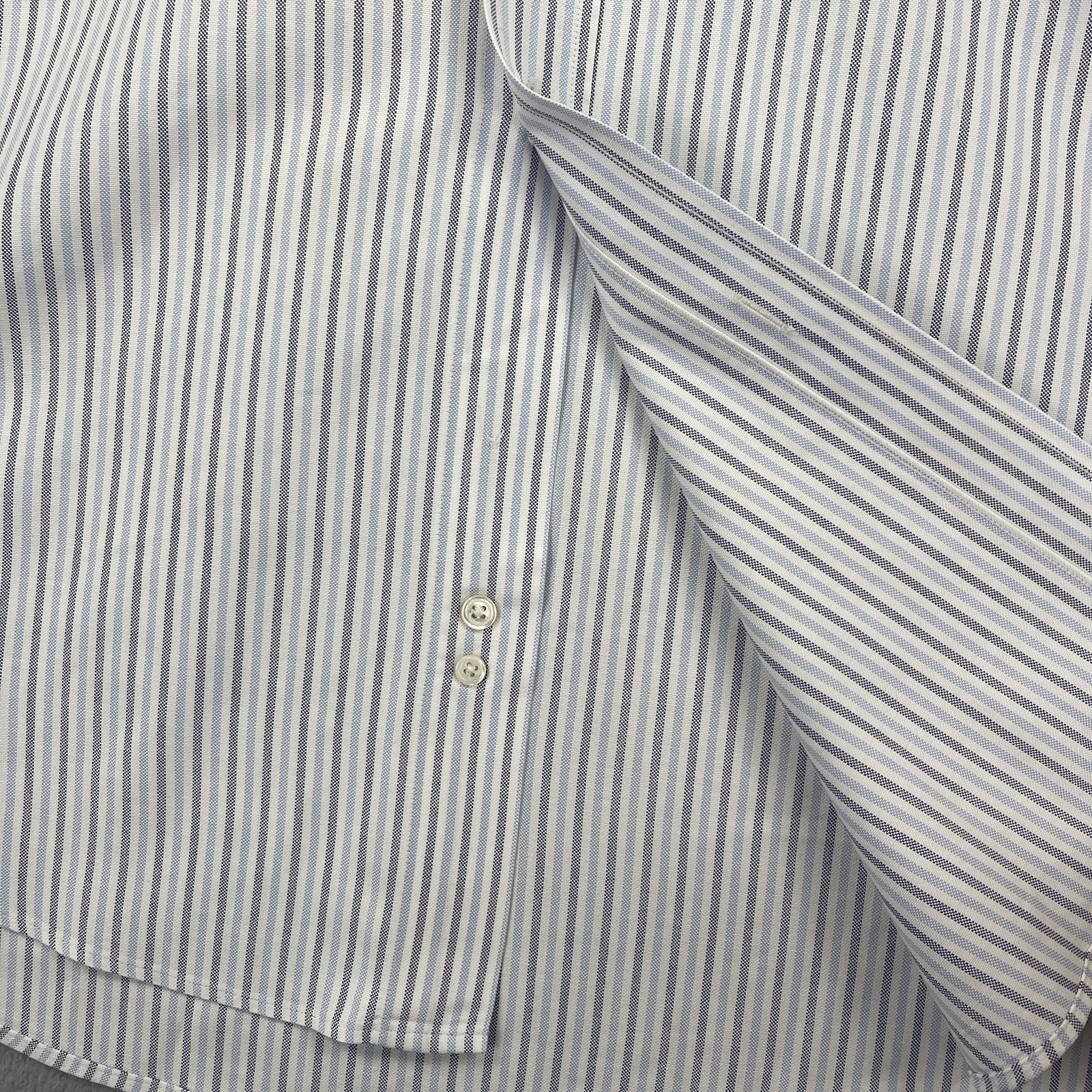 Vintage Brooks Brothers Makers Shirt Mens 15.5 33 Milano White Blue Striped USA