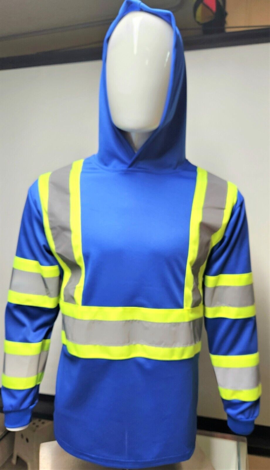 Hoodie Blue High Visibility Safety Shirt With Reflective Stripes