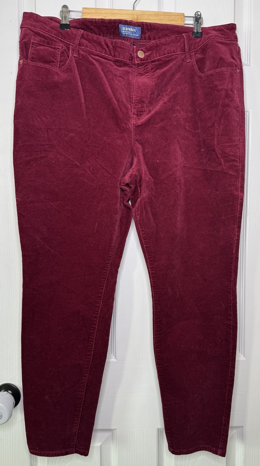 Old Navy High-Waisted Rockstar Super-Skinny Velvet Pants – Burgundy- 20
