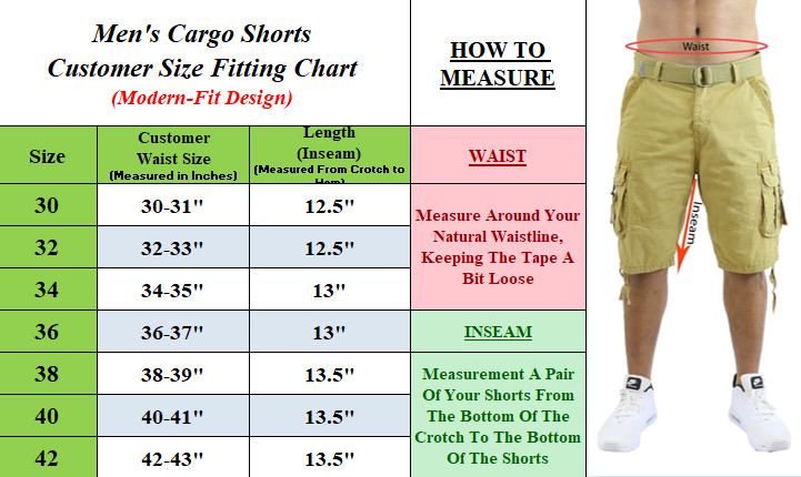 Men’s Distressed Washed Cotton Cargo Shorts With Belt (Size 30-42) NEW FREE SHIP