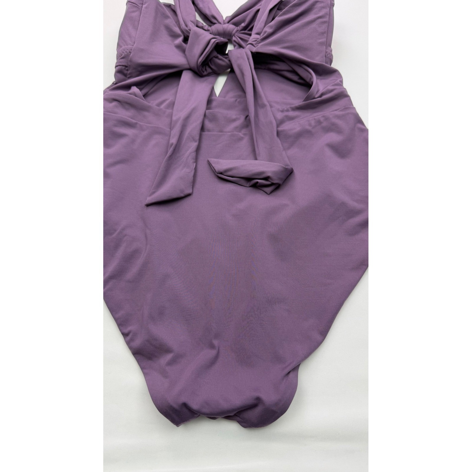 Becca by Rebecca Virtue Womens Purple Knotted Cutout One Piece Swimsuit Tie Back