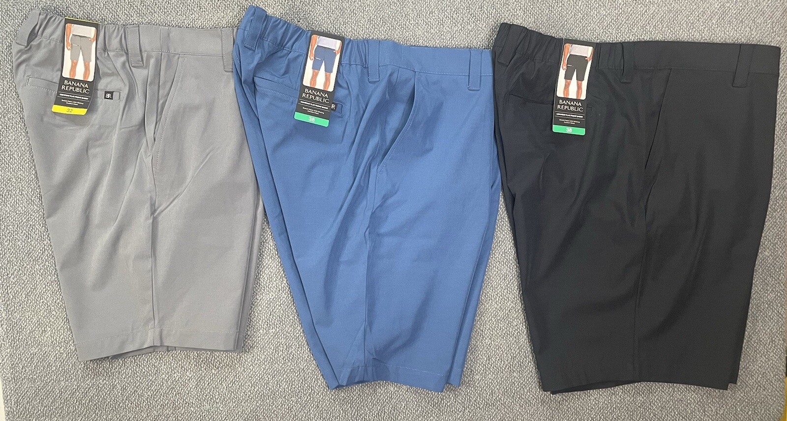 Banana Republic Men’s Comfort Flat Front Short Blue Black Gray NWT
