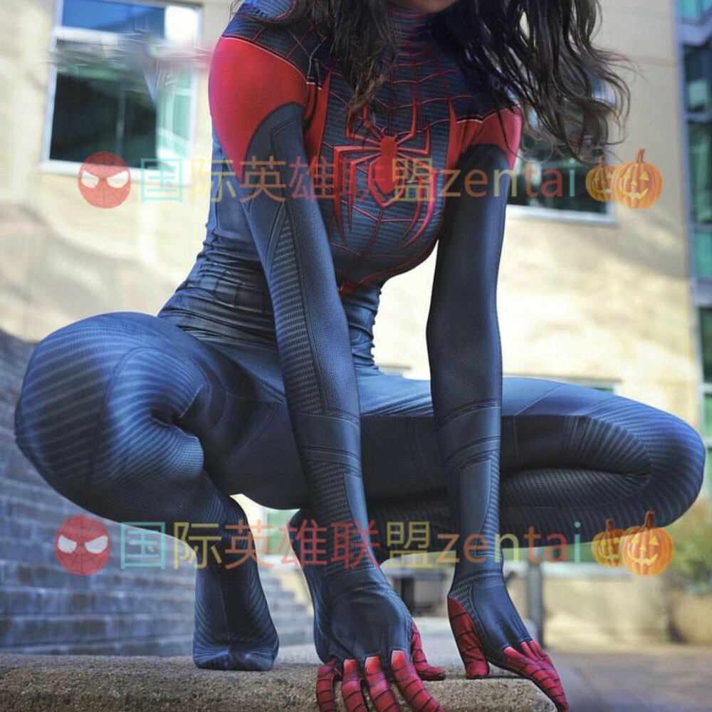 Miles Morales Spider-Woman Jumpsuit Cosplay Suit Costume Halloween Adult/Kids US