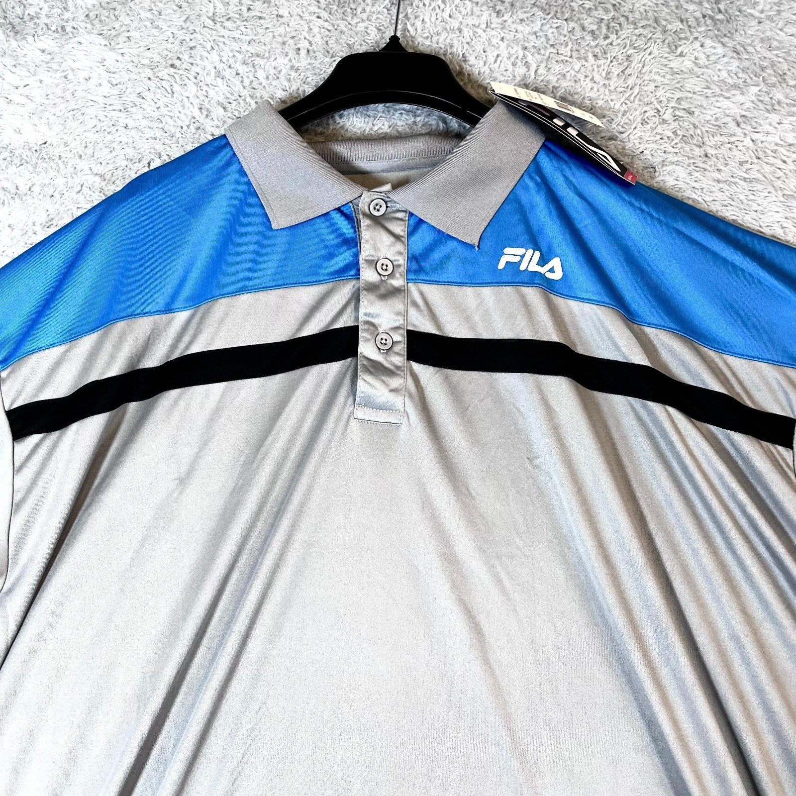 Fila Big & Tall Men’s Gray/Blue/Black Classic Short Sleeve Polo Shirt Size 4X