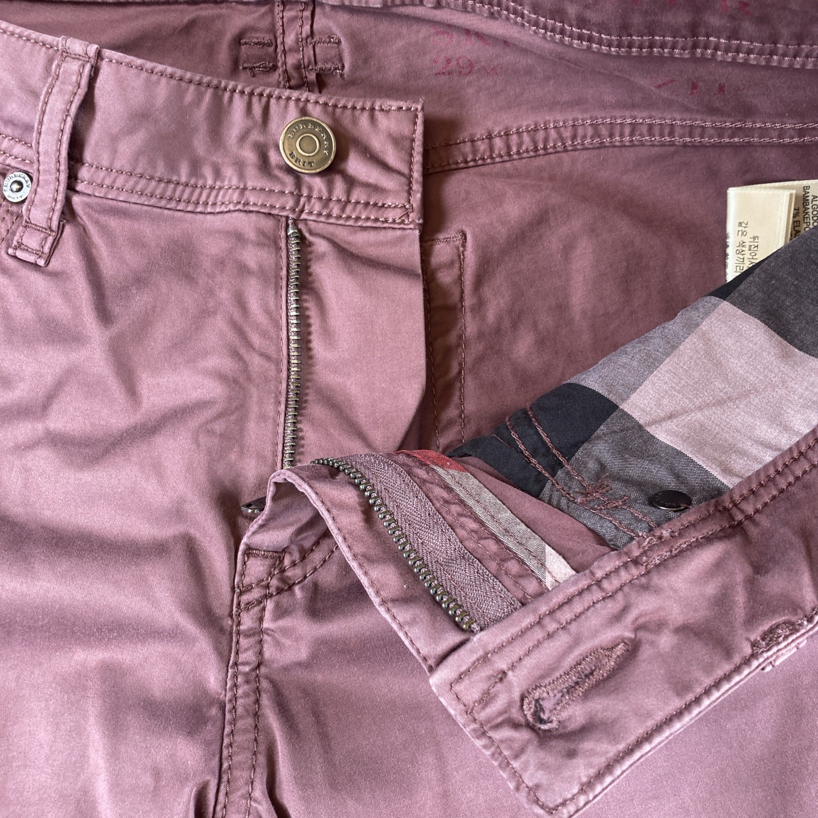 Burberry Brit Women’s Pink Cotton Blend Made in Sri Lanka Pants, Size 29