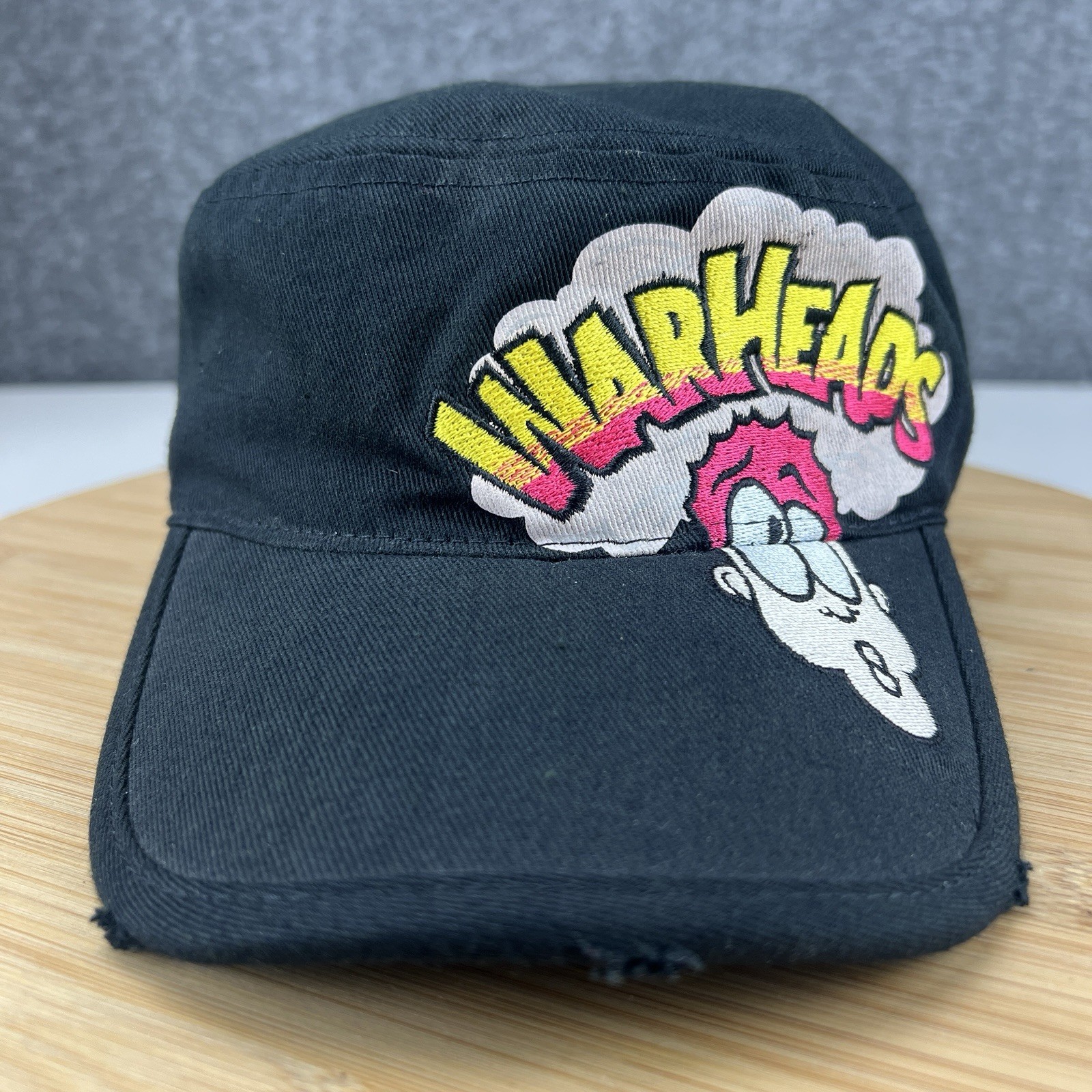 Warheads Sour Candy Army Cadet Hat Cap Strapback OSFM Adult Black Big Logo Promo