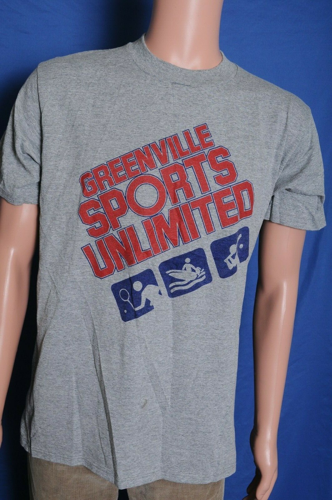 Vintage ’80s Greenville Sports Unlimited gray sporting goods t shirt M