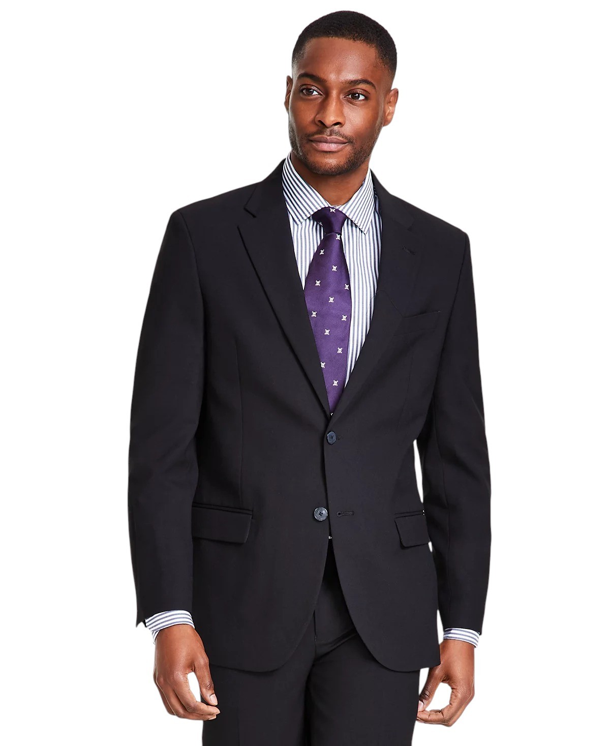 Nautica Mens Modern Fit Two Piece Suit 42 R / 36 Waist Black Solid Stretch