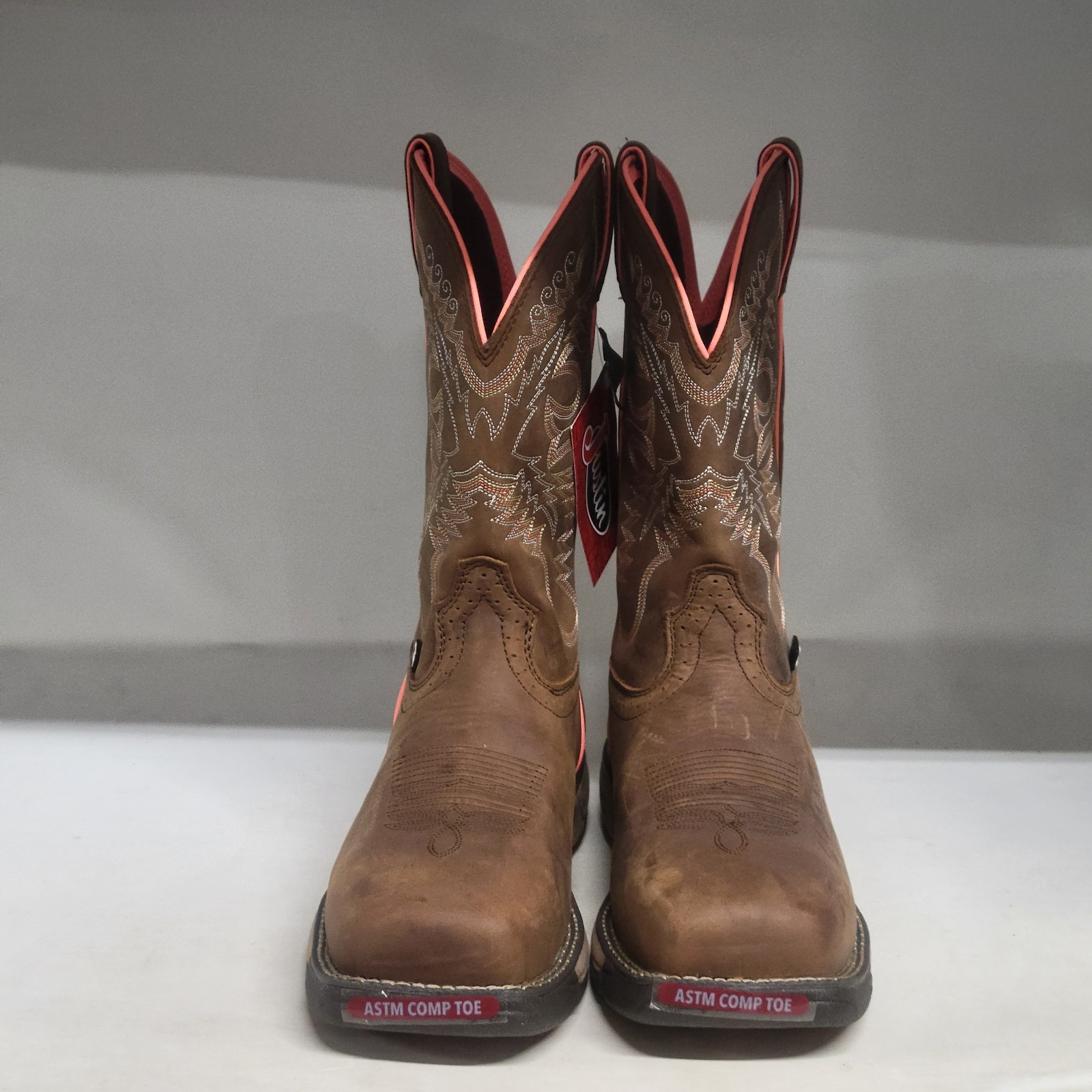 Justin Rush Comp Toe Boot Brown Womens Size 11B