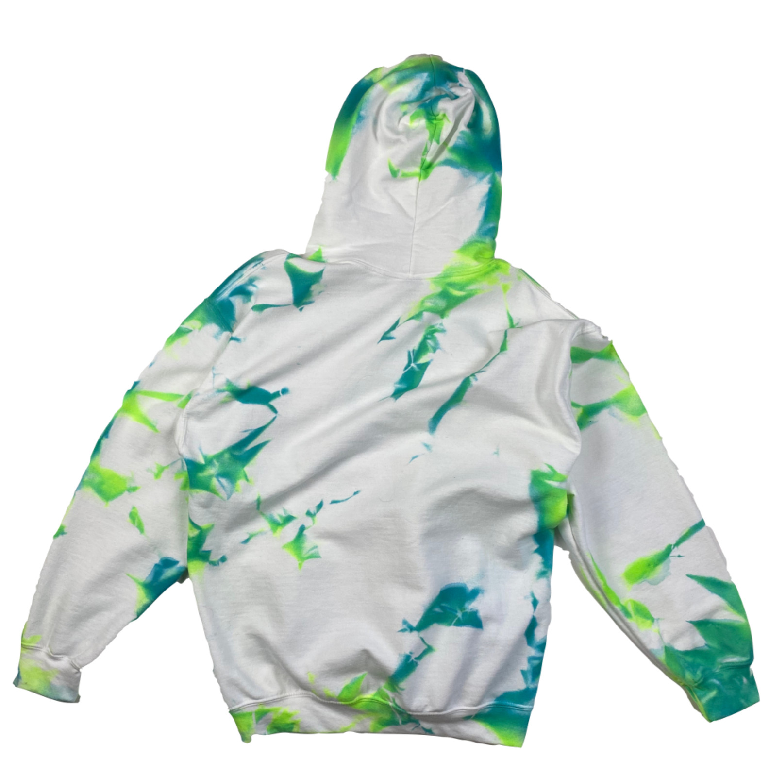 Hand-Dyed Pullover Hoodie – Green & Teal Size: L