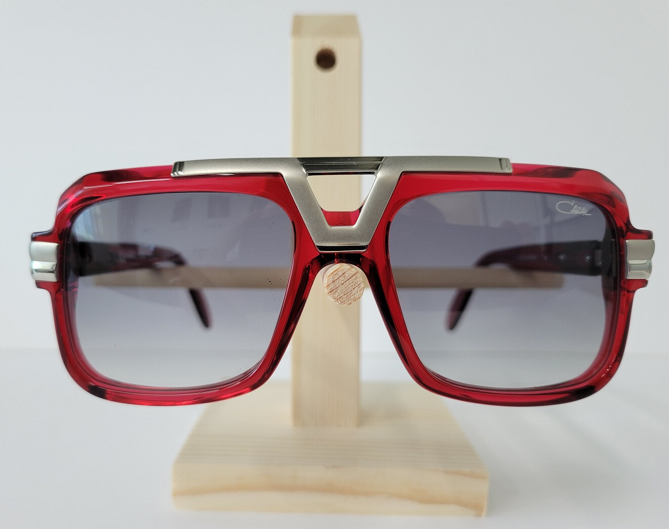 Cazal 664 Sunglasses Crystal Red Silver 004 Authentic New