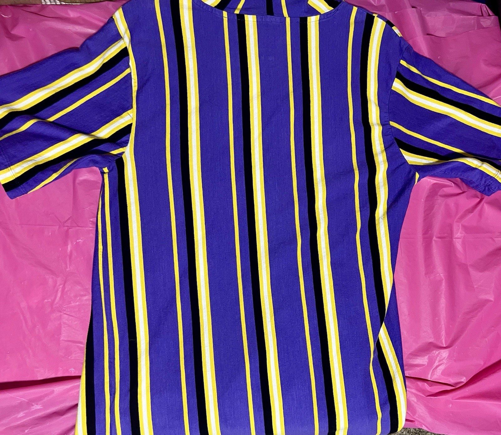 Clout Hooded Tshirt Medium Short Sleeve Purple Yellow Striped Vox Populi