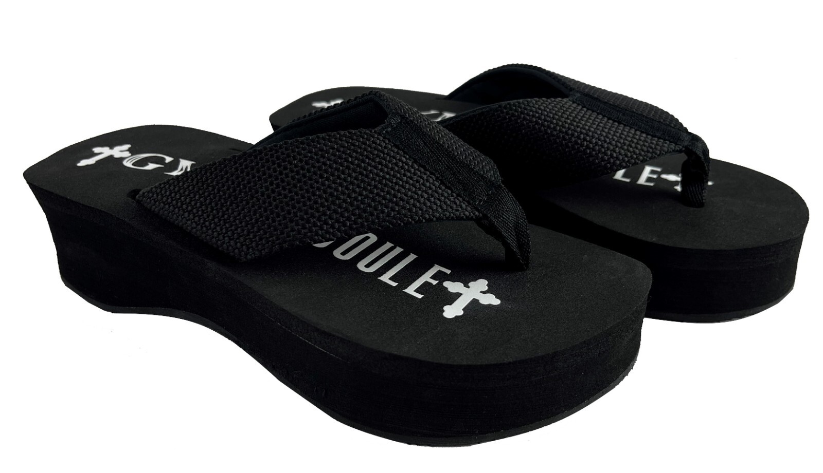 2 Pack Gypsy Soule Platform Wedge Thong Sandals, 2in Heel, Black & Brown, New