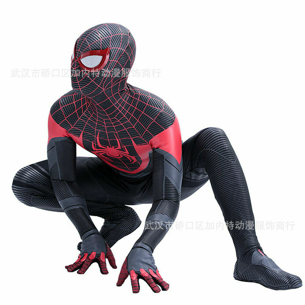 2021 Miles Morales Spiderman Jumpsuit Spider-Man Cosplay Costume Halloween Props