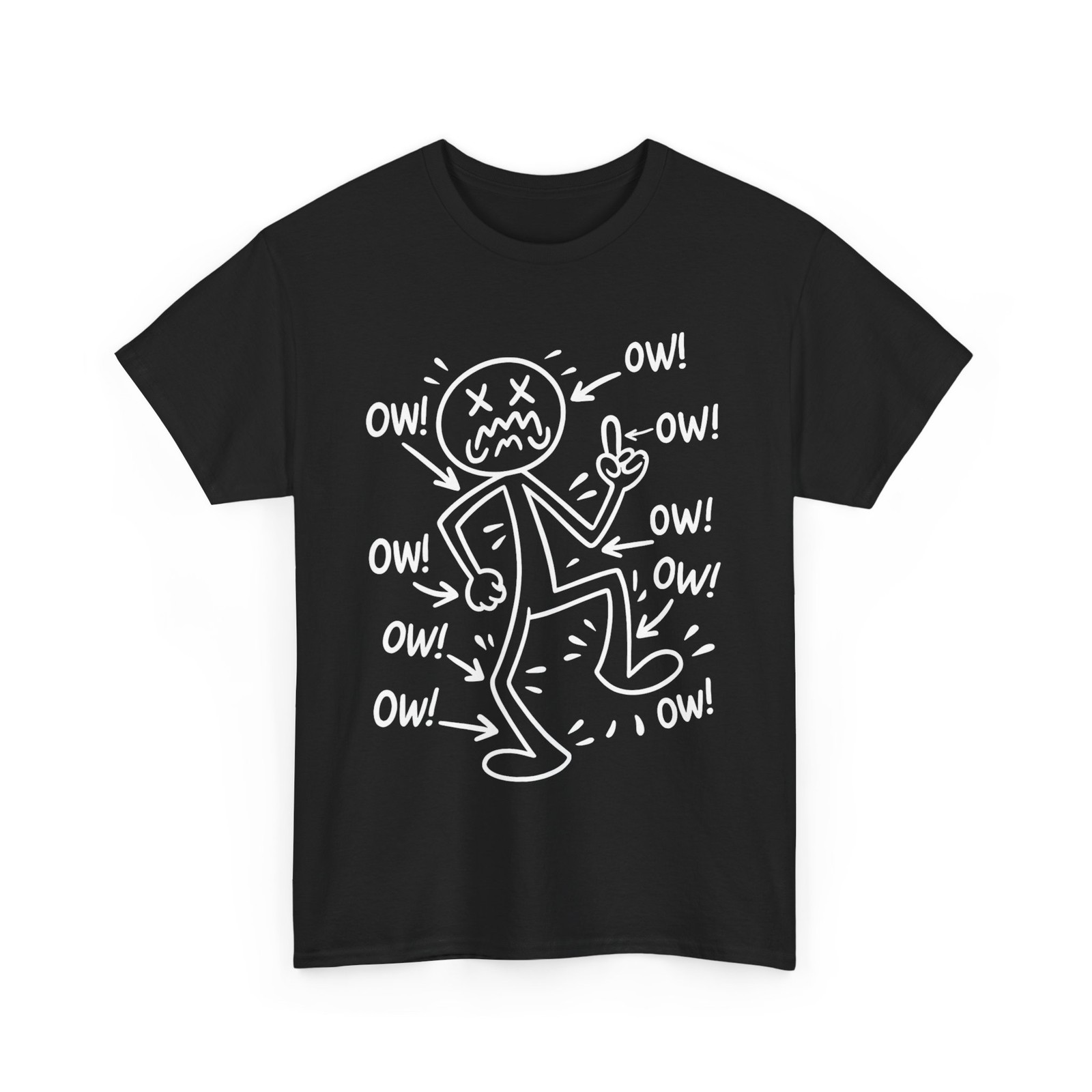 Ow Ow Ow Comedy Stick Character T-Shirt, Funny Chronic Pain Meme Shirt