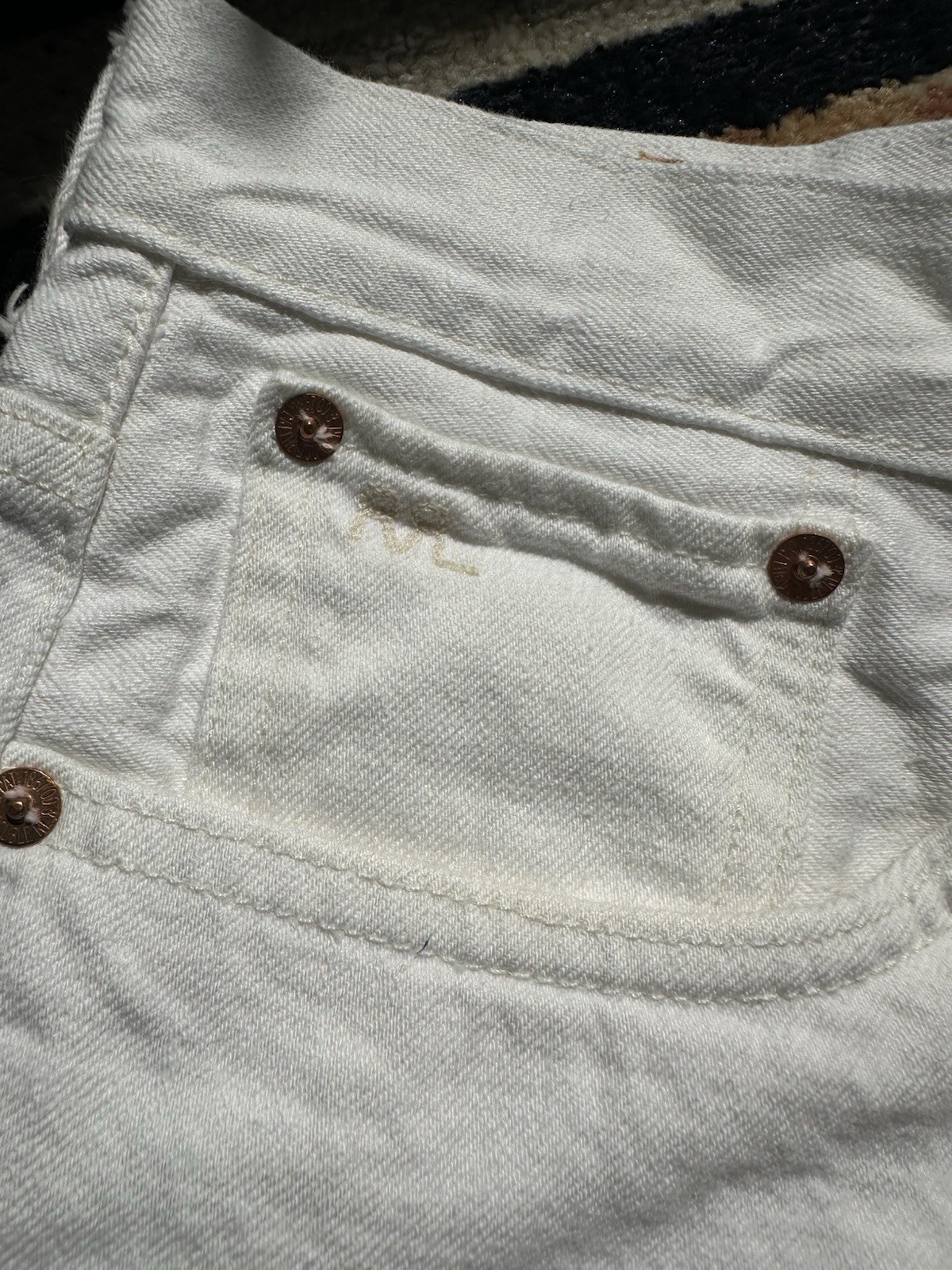 Double RL Men’s LTD NYC White vintage 5 pocket Japanese selvedge denim