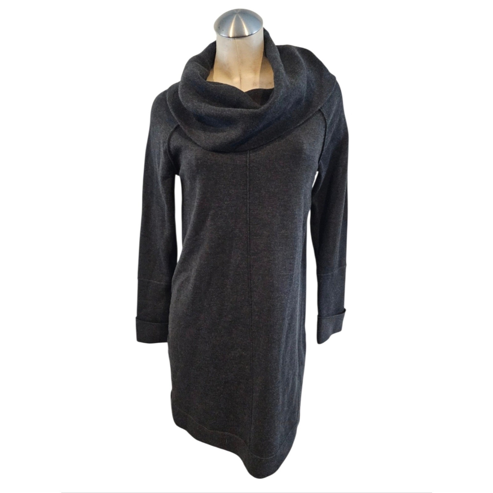 Vince Camuto Charcoal Gray Cowl Neck Sweater Dress Size S