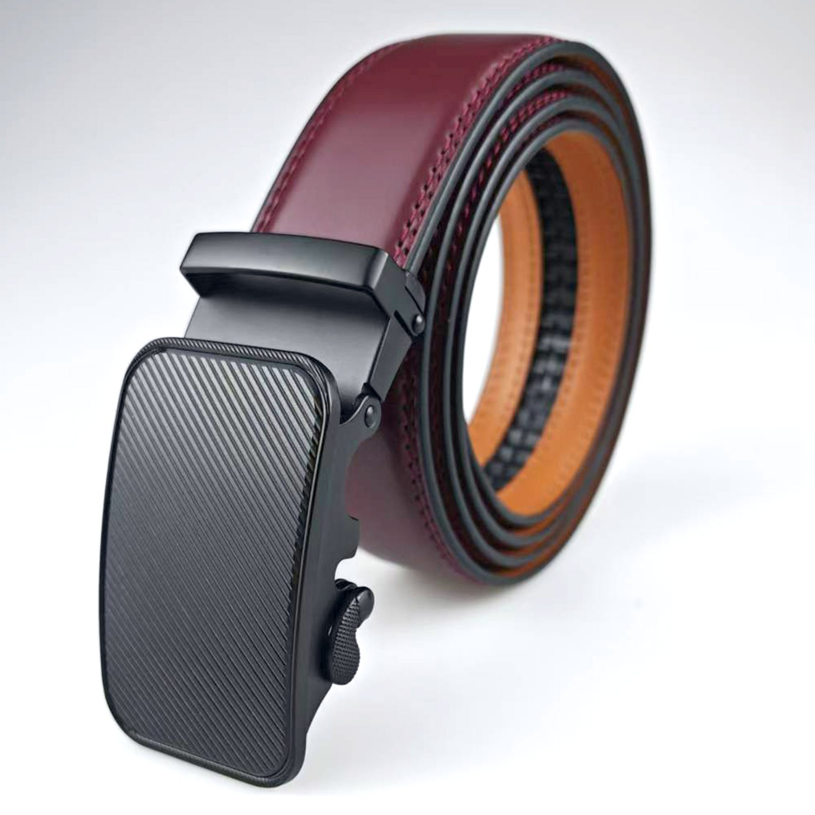 Microfiber Leather Mens Ratchet Belt Belts For Men Adjustable Automatic Buckle