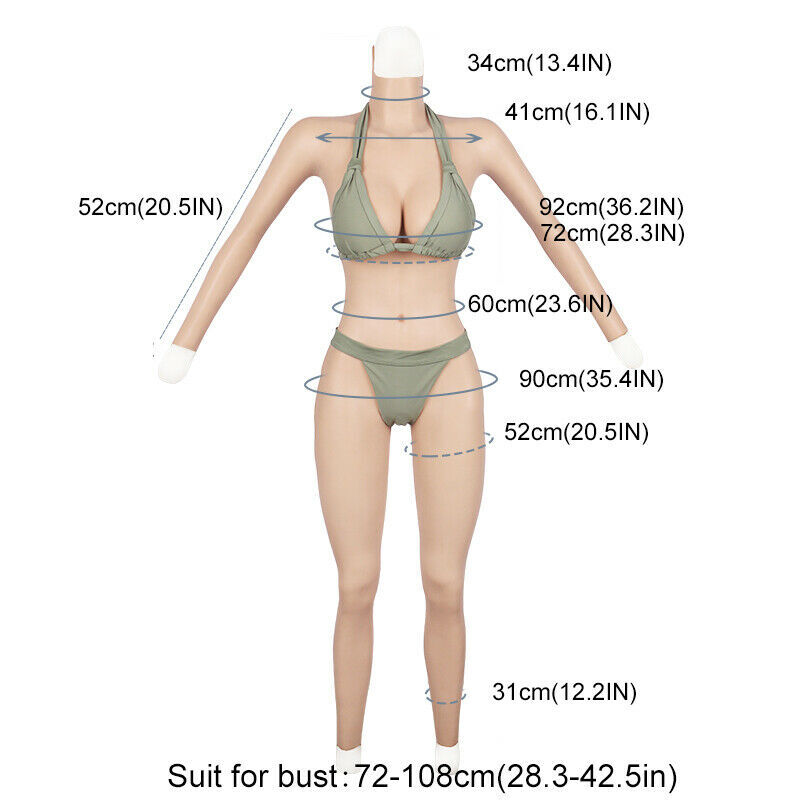 Silicone C/G Cup Bodysuit Breast Forms Fake Vagina Hip Shaping Female Body Suit