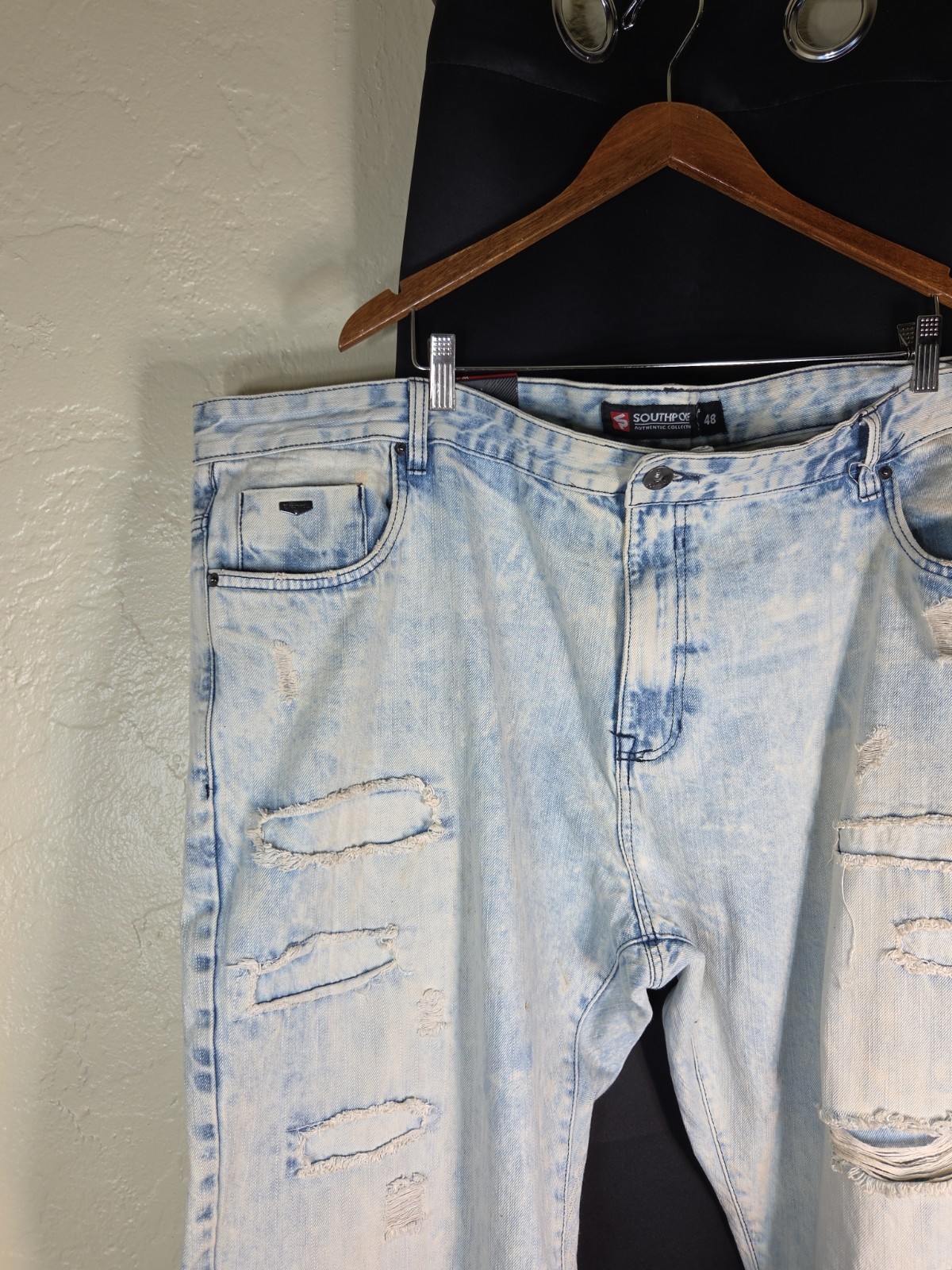 Southpole Mens Jeans 48 to 50″x 32″ 100% Cotton Acid Wash Denim Retro Distressed