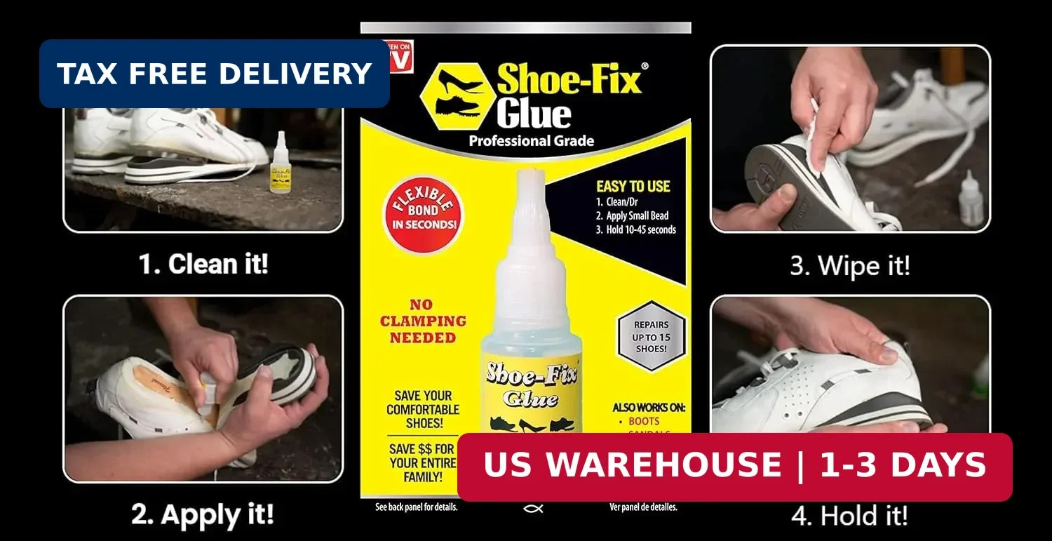 Shoe-Fix Glue Professional Grade Repair Adhesive for All Footwear Instant Bond,